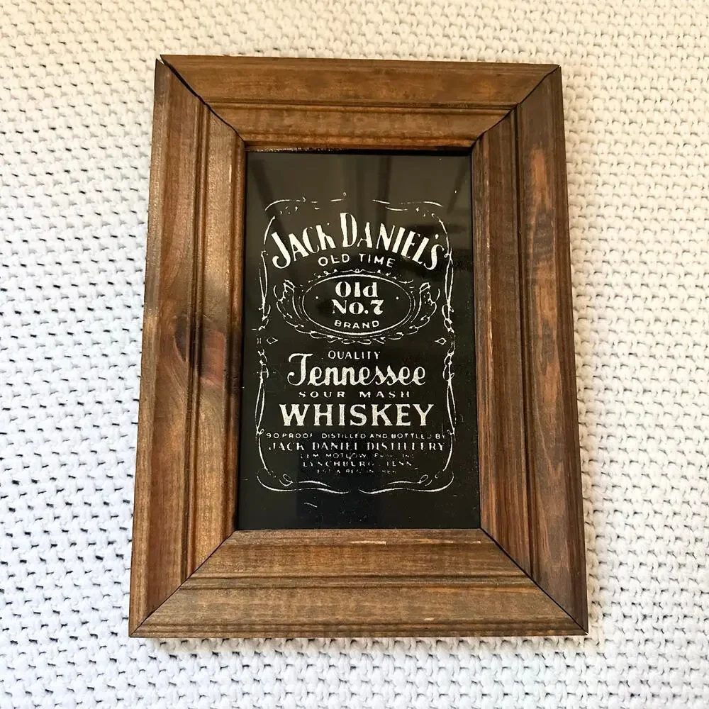 Jack Daniels Vintage Tennessee Whiskye Framed Bar Sign Wooden Old No 7 8